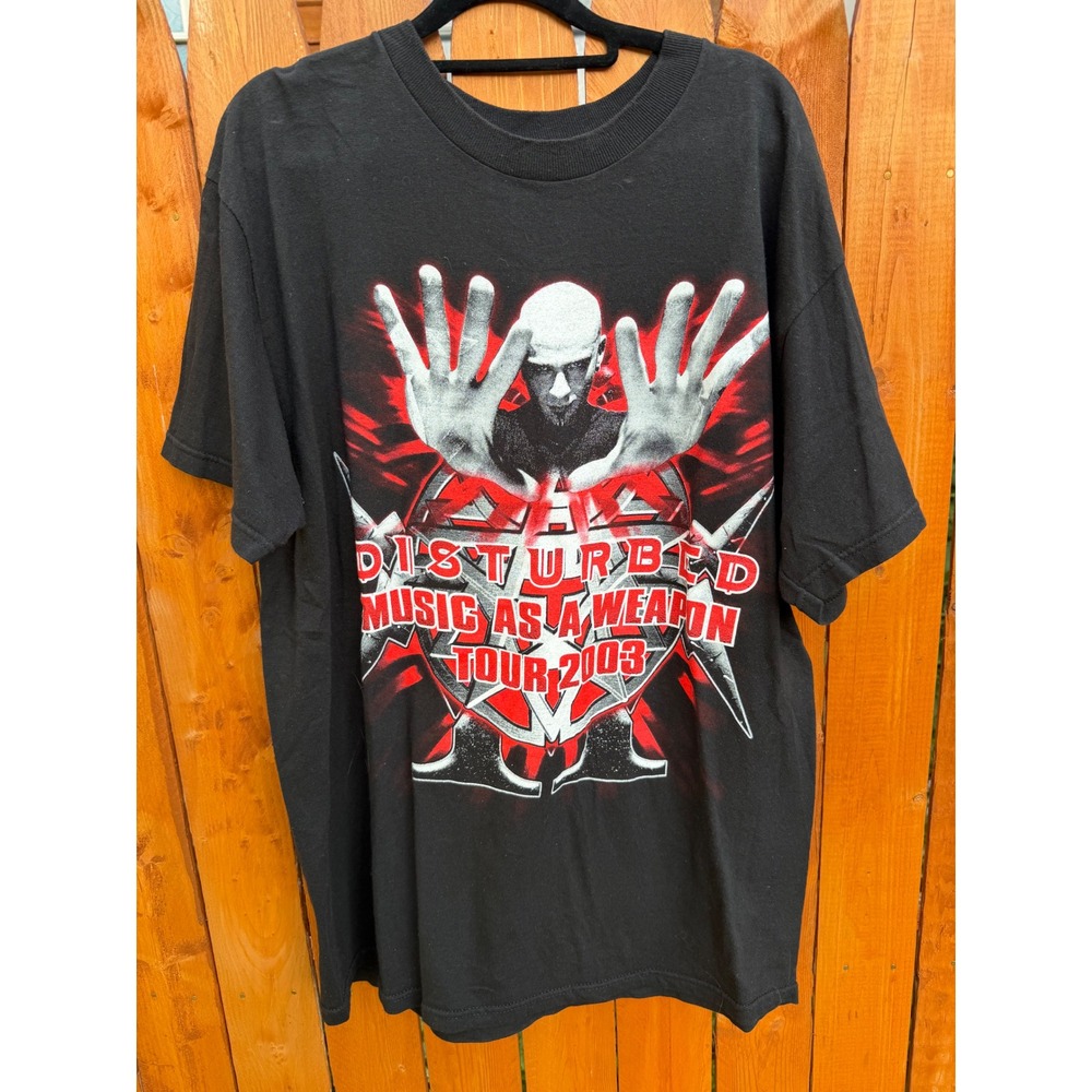 Vintage Disturbed Music As A Weapon Tour 2003 T-Shirt Delta Large Black